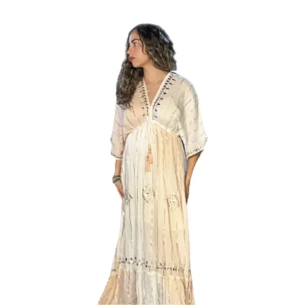 Long Empire Waisted Sequins Dress